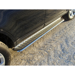 Пороги площадкой 42 мм из нержавеющей стали с алюминиевым листом FORD Edge (Форд Эйдж)