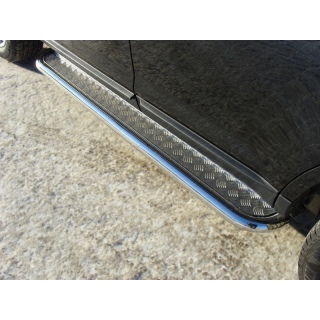Пороги площадкой 60 мм из нержавеющей стали с алюминиевым листом FORD Edge (Форд Эйдж)