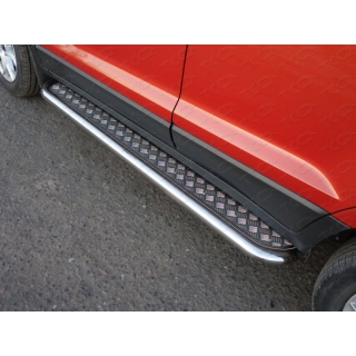 Пороги площадкой d60 мм из нержавеющей стали с алюминиевым листом FORD EcoSport (Форд ЭкоСпорт) с 2014 года