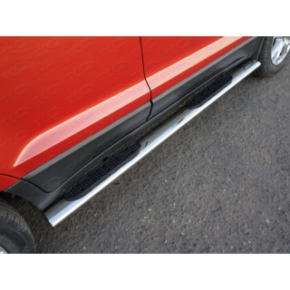 Пороги овальные с накладкой d120х60 мм из нержавеющей стали FORD EcoSport (Форд ЭкоСпорт) с 2014 года
