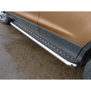 Пороги площадкой d60 мм из нержавеющей стали с алюминиевым листом FORD Kuga (Форд Куга)