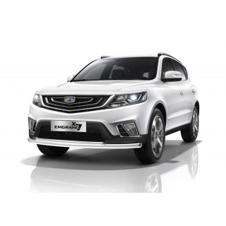 Защита переднего бампера двойная d57-42 мм из нержавеющей стали Geely Emgrand X7 (Джили Эмгранд Х7) с 2018 года