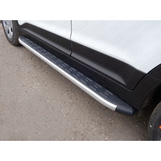 Пороги алюминиевые с пластиковой накладкой Hyundai Creta (Хендай Крета)