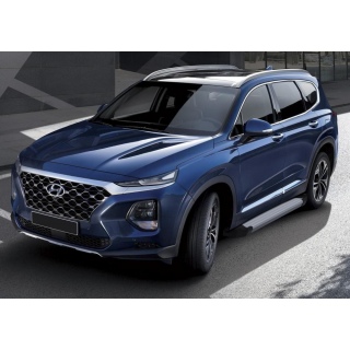 Пороги алюминиевые SILVER Hyundai Santa Fe (Хендай Санта Фе) с 2018 года