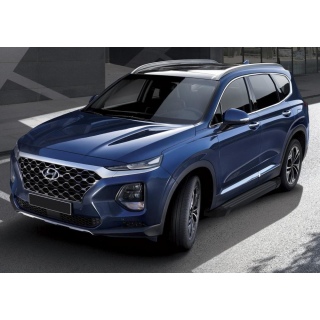 Пороги алюминиевые BLACK Hyundai Santa Fe (Хендай Санта Фе) с 2018 года