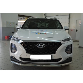 Защита переднего бампера d60 мм Hyundai Santa Fe (Хендай Санта Фе) с 2018 г.в.