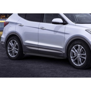 Пороги алюминиевые BLACK HYUNDAI Santa Fe Premium (Хендай Санта Фе Премиум) с 2015 года