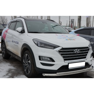 Защита переднего бампера двойная из нержавеющей стали d60-42 мм Hyundai Tucson (Хендай Туссан) с 2018 г.в.