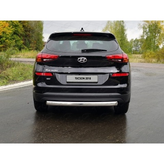 Защита заднего бампера из нержавеющей стали овальная d75х42 мм Hyundai Tucson (Хендай Туссан) с 2018 года