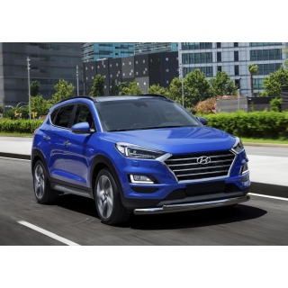 Защита переднего бампера двойная из нержавеющей стали d57-42 мм Hyundai Tucson (Хендай Туссан) с 2018 года