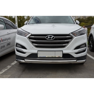Защита переднего бампера из нержавеющей стали двойная d60-42 мм Hyundai Tucson (Хендай Туссан) с 2015 г.в.