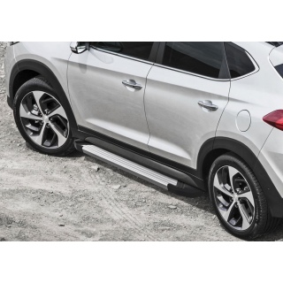 Пороги алюминиевые SILVER Hyundai Tucson (Хендай Туссан) с 2015 года