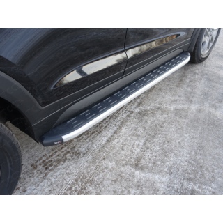 Пороги алюминиевые с пластиковой накладкой Hyundai Tucson (Хендай Туссан) с 2015 г.в.