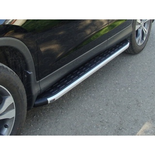 Пороги алюминиевые с пластиковой накладкой HONDA CR-V (Хонда СРВ) с 2013 г.