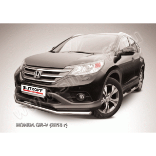 Защита переднего бампера d57 мм из нержавеющей стали HONDA CR-V (Хонда СРВ) 2011-2015, двигатель 2,0