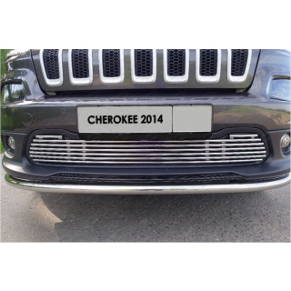 Решетка радиатора 12 мм из нержавеющей стали JEEP Cherokee (Джип Чероки) c 2014 года