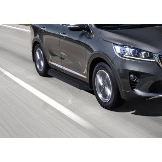 Пороги алюминиевые с черным стальным кантом KIA Sorento Prime (Киа Соренто Прайм) с 2018 года