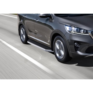 Пороги алюминиевые с нержавеющим кантом KIA Sorento Prime (Киа Соренто Прайм) с 2018 года