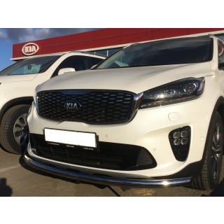 Защита переднего бампера d60 мм из нержавеющей стали KIA Sorento Prime (Киа Соренто Прайм) с 2018 года