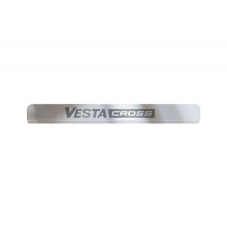 Накладки на пороги из нержавеющей стали (с надписью Vesta Cross) Лада Веста Кросс (Lada Vesta Cross)