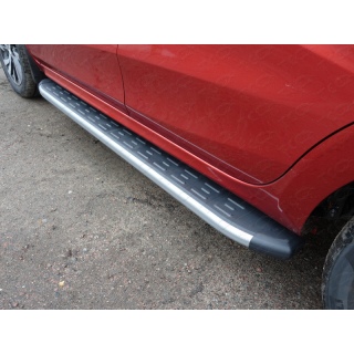 Пороги алюминиевые с пластиковой накладкой карбон (серые, серебро, черные) 1720 мм Лада Икс Рей (Lada Xray)