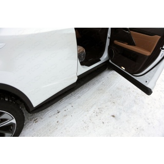 Пороги алюминиевые с пластиковой накладкой карбон (серые, серебро, черные) Lexus RX 200t / 350 / 450h (Лексус RX 200t / 350 / 450h) с 2015 года