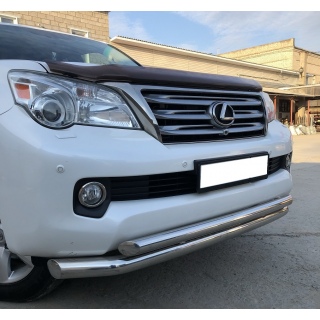 Защита переднего бампера из нержавеющей стали двойная d76-60мм LEXUS GX-460 (Лексус GX-460)