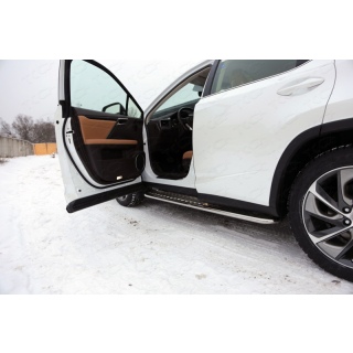 Пороги площадка с алюминиевым листом d42 мм Lexus RX 200t / 350 / 450h (Лексус RX 200t / 350 / 450h) с 2015 года