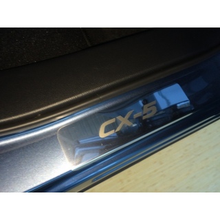 Накладки на пороги INOX (зеркало надпись СХ-5) Mazda CX-5 (Мазда СХ-5) с 2011 года