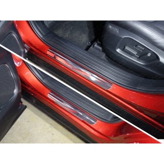 Накладки на пороги (лист зеркальный) Mazda CX-9 (Мазда СХ-9) с 2017 года