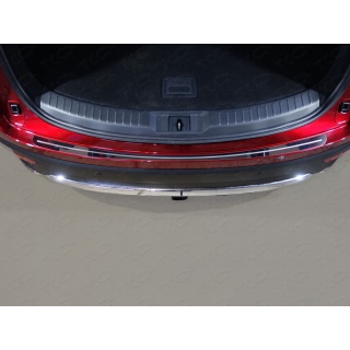 Накладка на задний бампер (лист зеркальный с полосой) Mazda CX-9 (Мазда СХ-9) с 2017 года