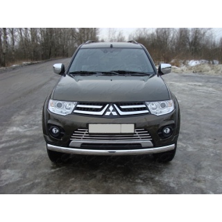 Решетка радиатора из нержавеющей стали (низ), d16 мм, MITSUBISHI Pajero Sport (Митсубиши Паджеро Спорт) 2013-2016 год выпуска (Калуга)