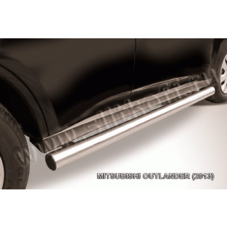 Пороги труба d76 мм из нержавеющей стали MITSUBISHI Outlander (Митсубиши Аутлендер) с 2012 по 2015 год