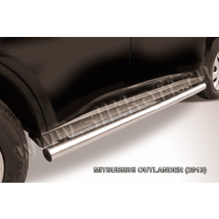 Пороги труба d57 мм из нержавеющей стали MITSUBISHI Outlander (Митсубиши Аутлендер) с 2012 по 2015 год