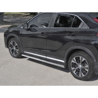 Пороги овальные с проступью, d120х60 мм MITSUBISHI Eclipse Cross (Митсубиши Эклипс Кросс)