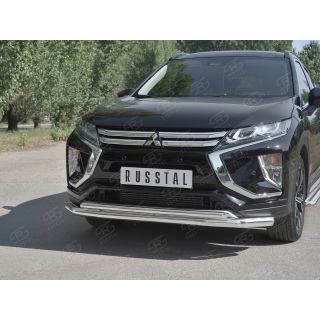 Защита переднего бампера из нержавеющей стали двойная d63-42 мм MITSUBISHI Eclipse Cross (Митсубиши Эклипс Кросс)