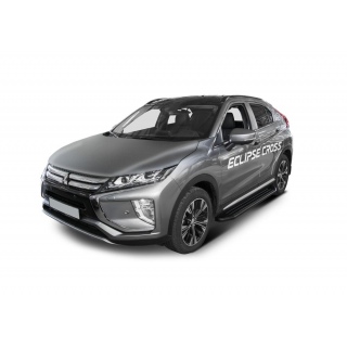 Пороги алюминиевые с черным стальным кантом MITSUBISHI Eclipse Cross (Митсубиши Эклипс Кросс) с 2018 года