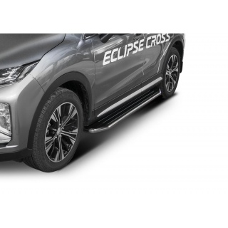 Пороги алюминиевые с нержавеющим, полированным кантом MITSUBISHI Eclipse Cross (Митсубиши Эклипс Кросс) с 2018 года