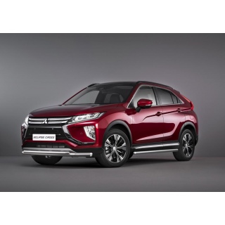 Защита переднего бампера из нержавеющей стали двойная d57-42 мм MITSUBISHI Eclipse Cross (Митсубиши Эклипс Кросс)