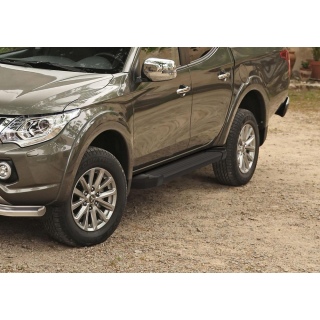 Пороги алюминиевые BLACK MITSUBISHI L-200 (Митсубиши L-200)