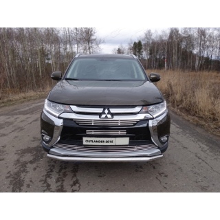 Решетка радиатора верхняя из нержавеющей стали d12 мм MITSUBISHI Outlander III (Митсубиши Аутлендер) c 2015 по 2018 год