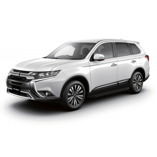 Пороги алюминиевые с черным стальным кантом MITSUBISHI Outlander (Митсубиши Аутлендер) c 2018 года