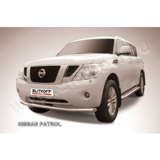 Защита переднего бампера из нержавеющей стали d76 мм NISSAN Patrol (Ниссан Патрол)