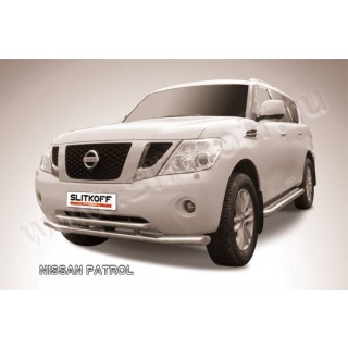 Защита переднего бампера двойная из нержавеющей стали d76-57 мм NISSAN Patrol (Ниссан Патрол)