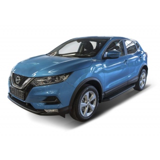 Пороги алюминиевые с черным стальным кантом NISSAN Qashqai (Ниссан Кашкай) с 2019 года