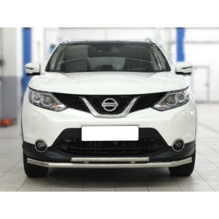 Защита переднего бампера двойная d53-43 мм NISSAN Qashqai (Ниссан Кашкай) c 2014г.