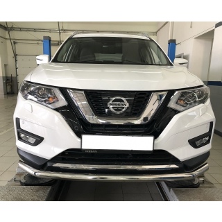 Защита переднего бампера из нержавеющей стали d60 мм NISSAN X-Trail (Ниссан Х-Трейл) с 2018 года