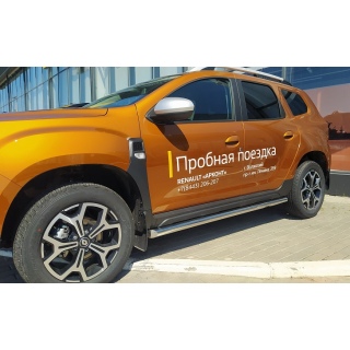 Пороги труба из нержавеющей стали d60 мм RENAULT Duster (Рено Дастер) с 2021 года