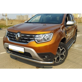 Защита переднего бампера из нержавеющей стали d60 мм RENAULT Duster (Рено Дастер) с 2021 года