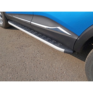 Пороги алюминиевые с пластиковой накладкой Renault Kaptur (Рено Каптур)